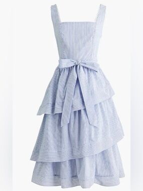 J. Crew Factory Blue and White Striped Midi Dress